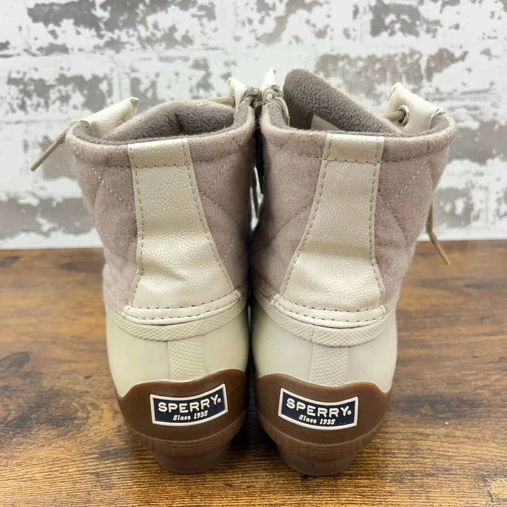 Sperry Duck Boots Women Size 5 Top Sider Syren Gulf Wool Quilt Oatmeal  STS82538